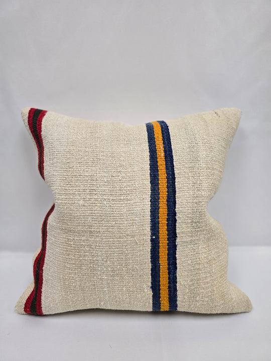 Turkish Hemp Pillow Cushion Natural Cream Blue Red Pillow Cushion Cover 24" x 24" #9319