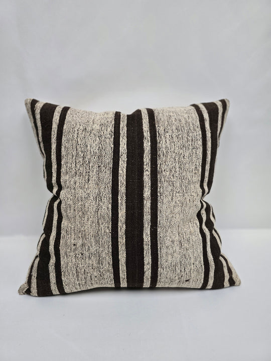 Turkish Hemp Pillow Cushion Natural Cream Black Pillow Cushion Cover 24" x 24" #9314