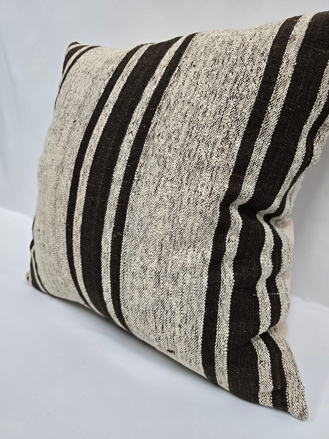 Turkish Hemp Pillow Cushion Natural Cream Black Pillow Cushion Cover 24" x 24" #9314