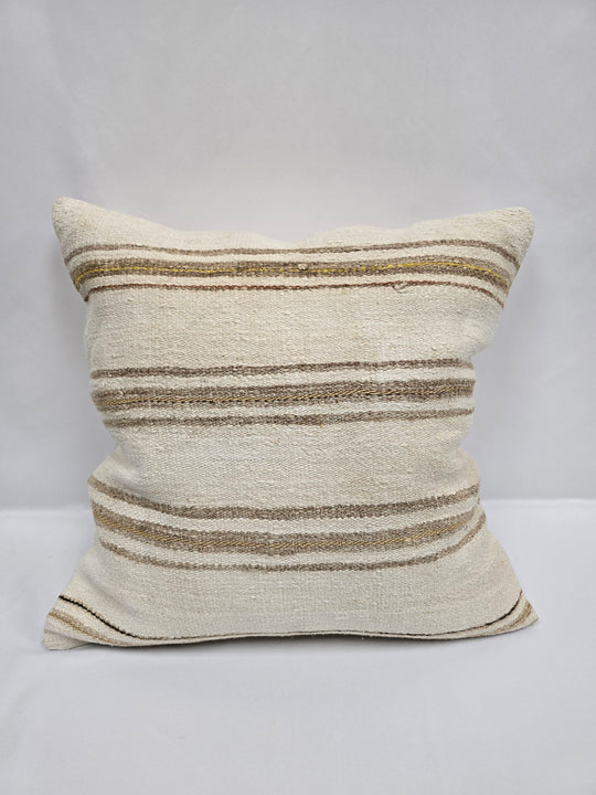 Turkish Hemp Pillow Cushion Natural Cream Brown Pillow Cushion Cover 24" x 24" #9312
