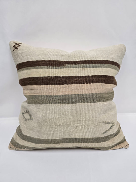 Turkish Hemp Pillow Cushion Natural Cream Brown Pillow Cushion Cover 24" x 24" #9310
