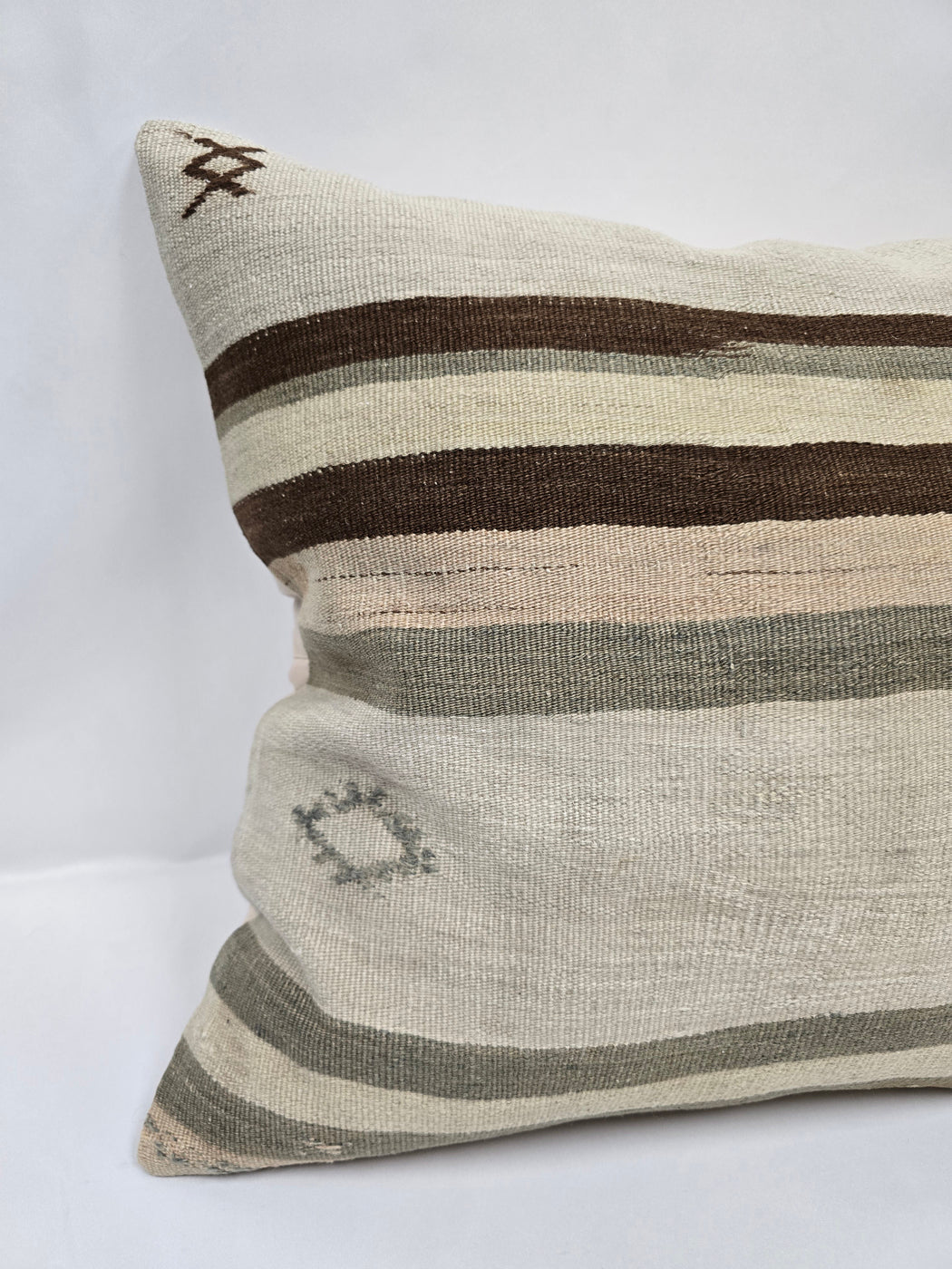 Turkish Hemp Pillow Cushion Natural Cream Brown Pillow Cushion Cover 24" x 24" #9310