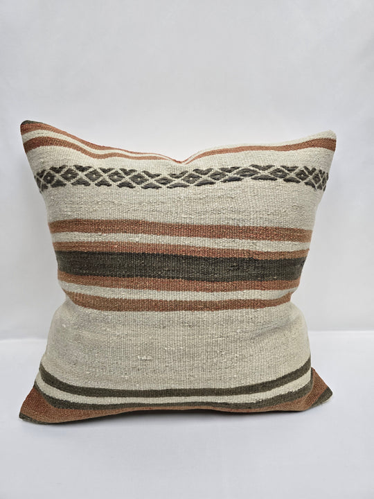Turkish Hemp Pillow Cushion Natural Cream Brown Pillow Cushion Cover 24" x 24" #9307