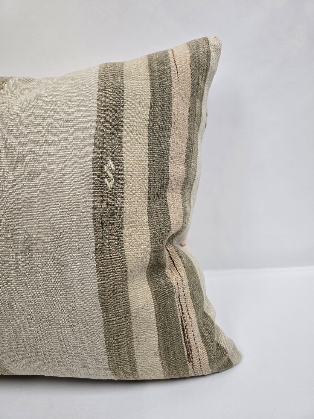 Turkish Hemp Pillow Cushion Natural Cream Green Pillow Cushion Cover 24" x 24" #9305
