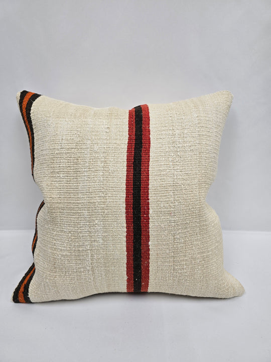 Turkish Hemp Pillow Cushion Natural Cream Black Orange Pillow Cushion Cover 24" x 24" #9304