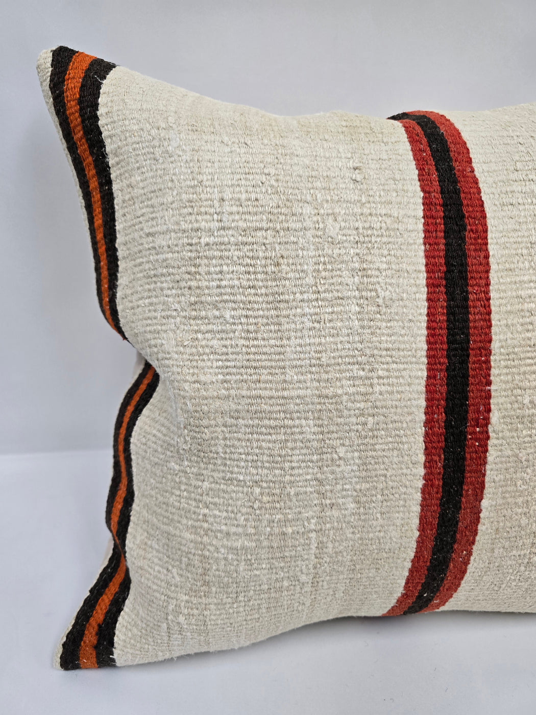 Turkish Hemp Pillow Cushion Natural Cream Black Orange Pillow Cushion Cover 24" x 24" #9304
