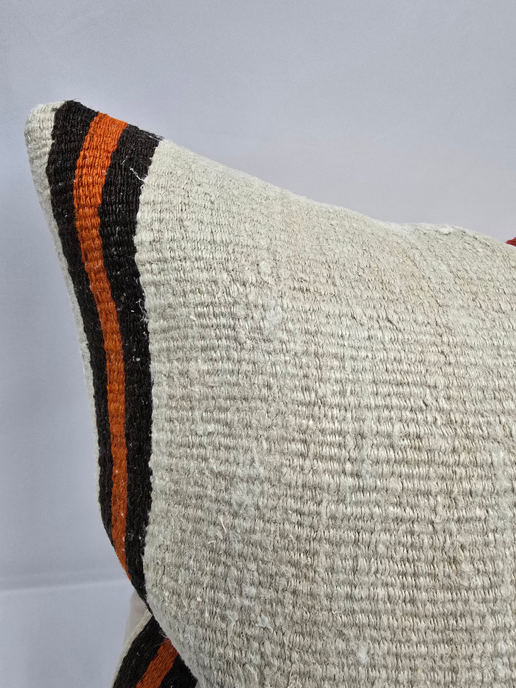 Turkish Hemp Pillow Cushion Natural Cream Black Orange Pillow Cushion Cover 24" x 24" #9304