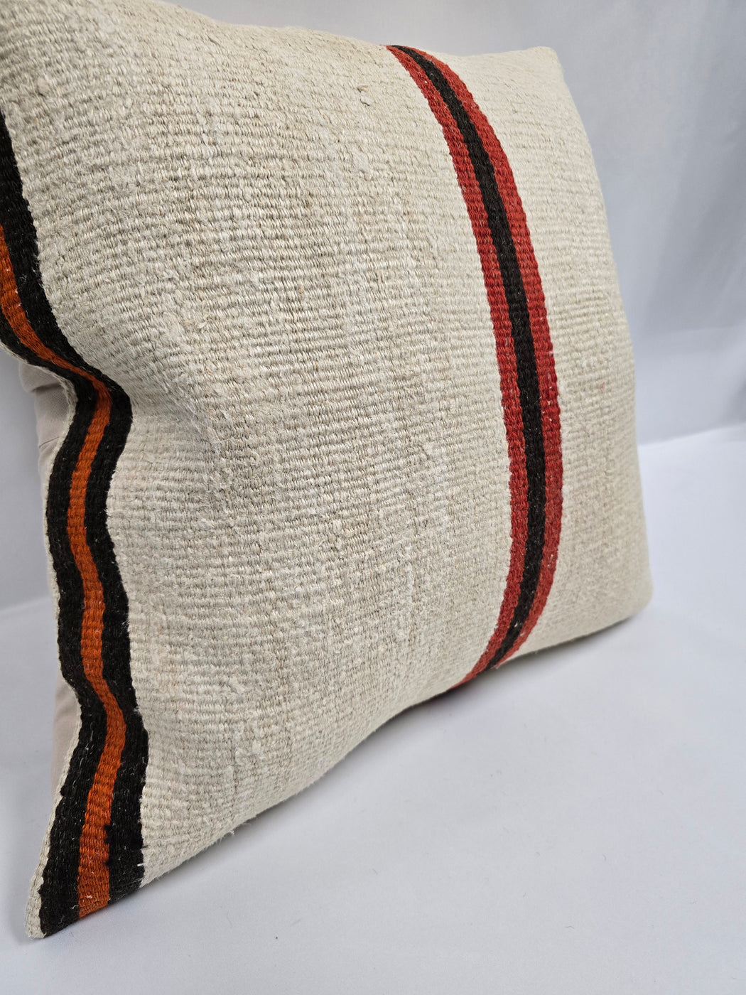 Turkish Hemp Pillow Cushion Natural Cream Black Orange Pillow Cushion Cover 24" x 24" #9304