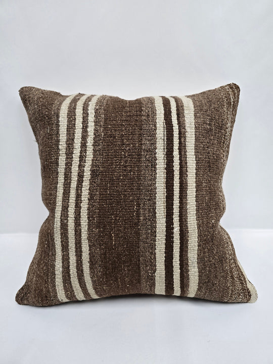 Turkish Hemp Pillow Cushion Natural Brown Cream Pillow Cushion Cover 24" x 24" #9303