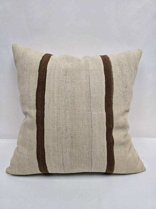 Turkish Hemp Pillow Cushion Natural Cream Brown Pillow Cushion Cover 24" x 24" #9299
