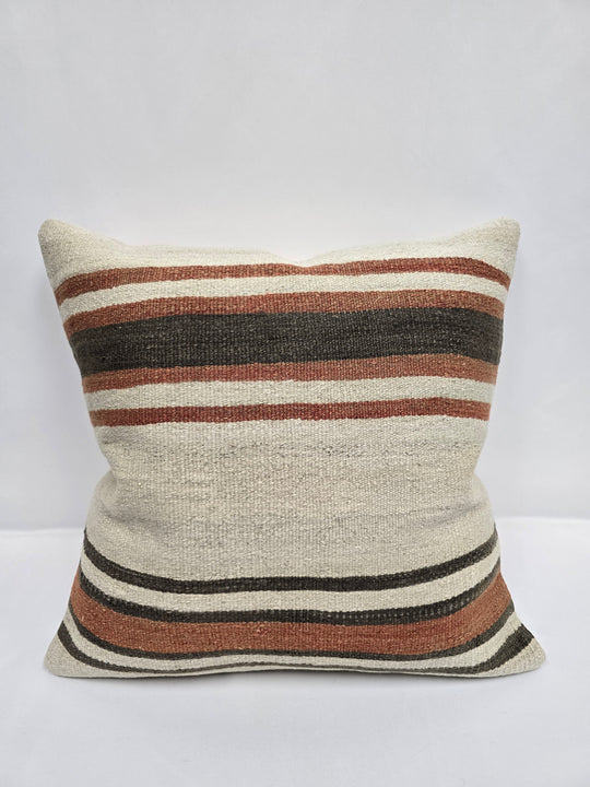 Turkish Hemp Pillow Cushion Natural Cream Rust Black Pillow Cushion Cover 24" x 24" #9300