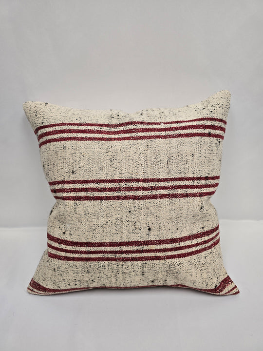 Turkish Hemp Pillow Cushion Natural Cream Black Pillow Cushion Cover 24" x 24" #9296