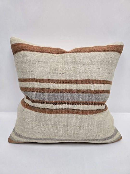 Turkish Hemp Pillow Cushion Natural Cream Rust Gray Pillow Cushion Cover 24" x 24" #9297