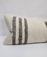 Turkish Lumbar Rug Pillow Cream Black Brown Cushion Cover Hemp Pillow 14" x 40" #9451