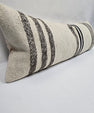 Turkish Lumbar Rug Pillow Cream Black Brown Cushion Cover Hemp Pillow 14" x 40" #9451