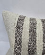 Turkish Lumbar Rug Pillow Cream Black Brown Cushion Cover Hemp Pillow 14" x 40" #9451
