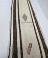 Turkish Lumbar Rug Pillow Cream Brown Charcoal Cushion Cover Hemp Pillow 14" x 40" #9449