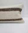 Turkish Lumbar Rug Pillow Cream Brown Cushion Cover Hemp Pillow 14" x 40" #9450