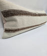 Turkish Lumbar Rug Pillow Cream Brown Cushion Cover Hemp Pillow 14" x 40" #9450