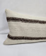 Turkish Lumbar Rug Pillow Cream Brown Cushion Cover Hemp Pillow 14" x 40" #9448