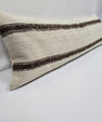 Turkish Lumbar Rug Pillow Cream Brown Cushion Cover Hemp Pillow 14" x 40" #9448