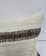 Turkish Lumbar Rug Pillow Cream Brown Cushion Cover Hemp Pillow 14" x 40" #9448