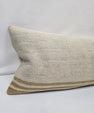 Turkish Lumbar Rug Pillow Cream Camel Cushion Cover Hemp Pillow 14" x 40" #9447