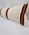 Turkish Lumbar Rug Pillow Cream Black Red Cushion Cover Hemp Pillow 14" x 40" #9445