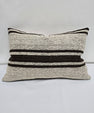 Turkish Hemp Pillow Cushion Natural Cream Black Pillow Cushion Cover 16" x 24" #9133