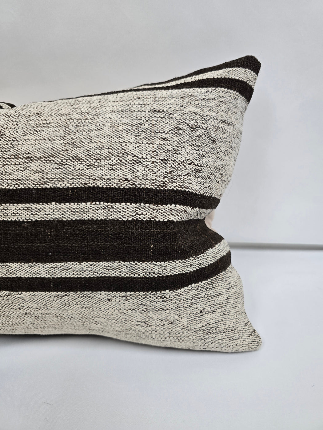 Turkish Hemp Pillow Cushion Natural Cream Black Pillow Cushion Cover 16" x 24" #9133
