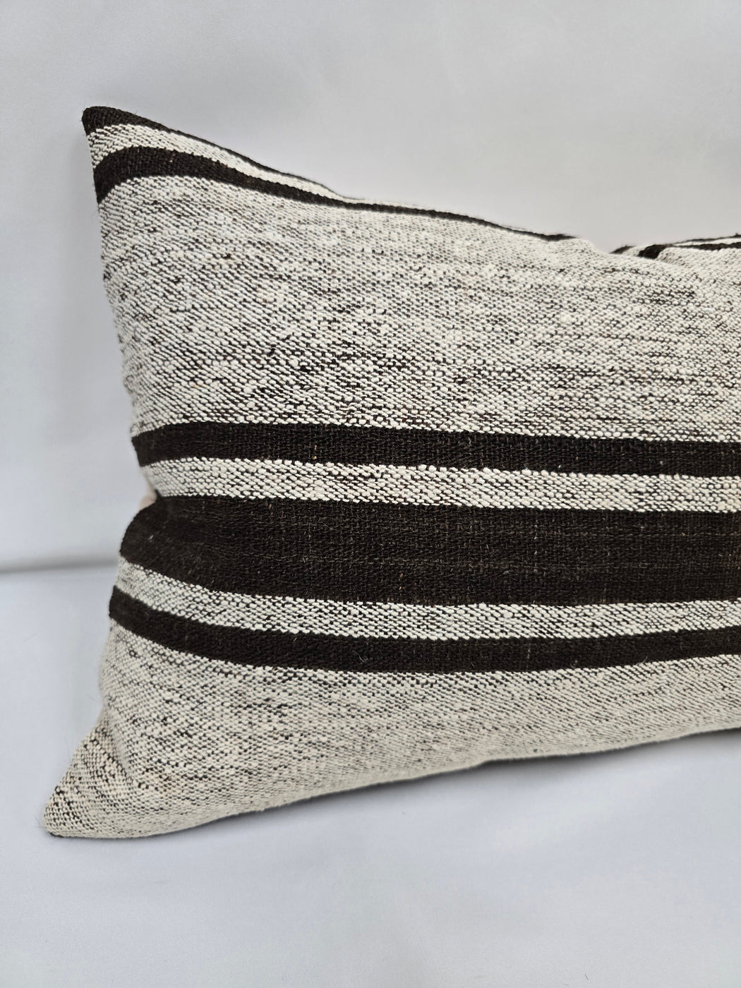 Turkish Hemp Pillow Cushion Natural Cream Black Pillow Cushion Cover 16" x 24" #9133