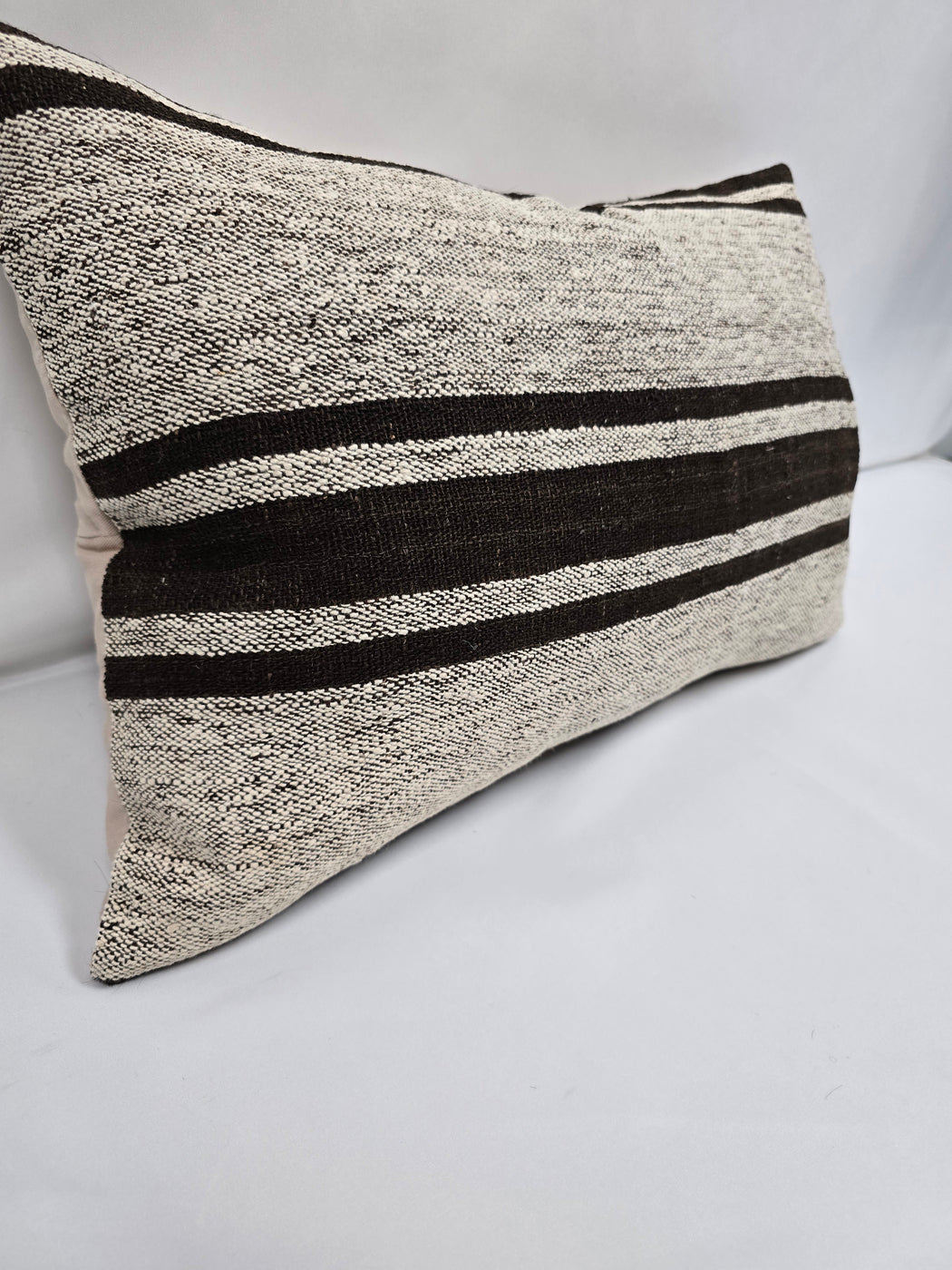 Turkish Hemp Pillow Cushion Natural Cream Black Pillow Cushion Cover 16" x 24" #9133