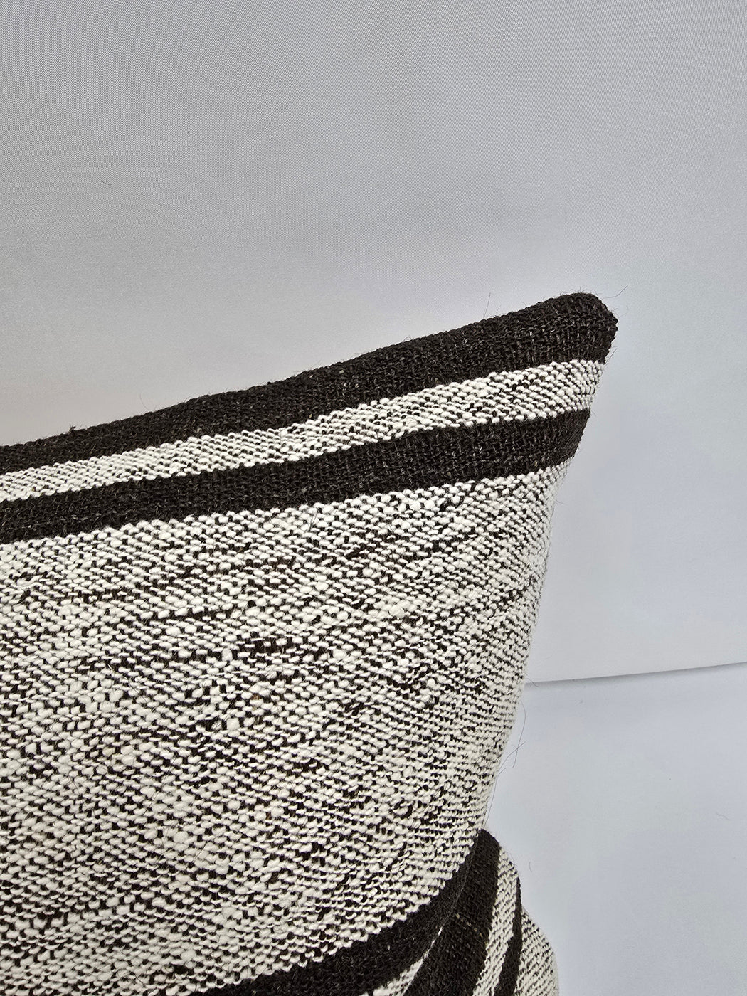 Turkish Hemp Pillow Cushion Natural Cream Black Pillow Cushion Cover 16" x 24" #9133