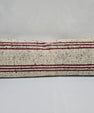 Turkish Lumbar Rug Pillow Cream Black Cushion Cover Hemp Pillow 14" x 40" #9444