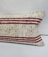 Turkish Lumbar Rug Pillow Cream Black Cushion Cover Hemp Pillow 14" x 40" #9444