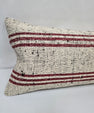 Turkish Lumbar Rug Pillow Cream Black Cushion Cover Hemp Pillow 14" x 40" #9444