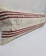 Turkish Lumbar Rug Pillow Cream Black Cushion Cover Hemp Pillow 14" x 40" #9444