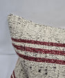 Turkish Lumbar Rug Pillow Cream Black Cushion Cover Hemp Pillow 14" x 40" #9444