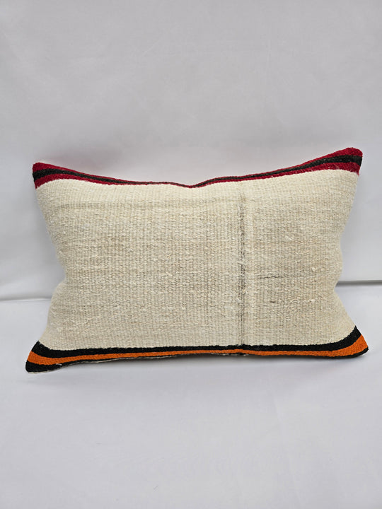 Turkish Hemp Pillow Cushion Natural Cream Black Red Pillow Cushion Cover 16" x 24" #9132