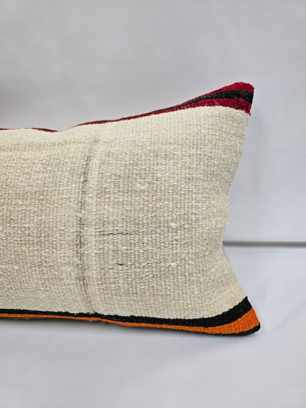 Turkish Hemp Pillow Cushion Natural Cream Black Red Pillow Cushion Cover 16" x 24" #9132