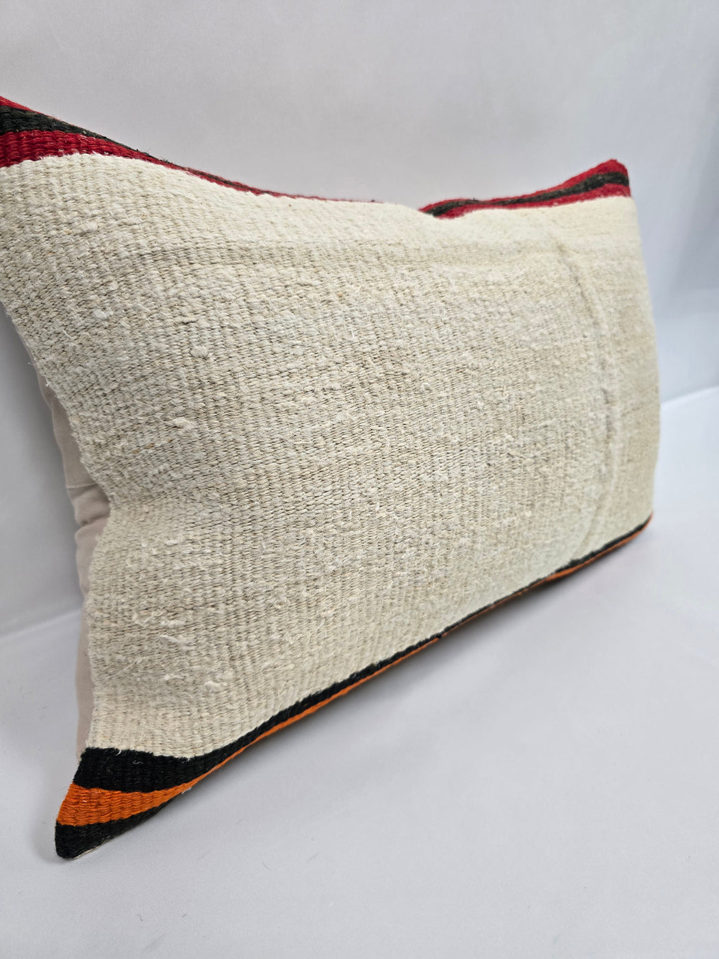 Turkish Hemp Pillow Cushion Natural Cream Black Red Pillow Cushion Cover 16" x 24" #9132