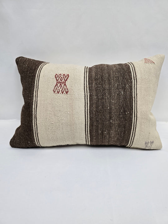 Turkish Hemp Pillow Cushion Natural Cream Brown Pillow Cushion Cover 16" x 24" #9128