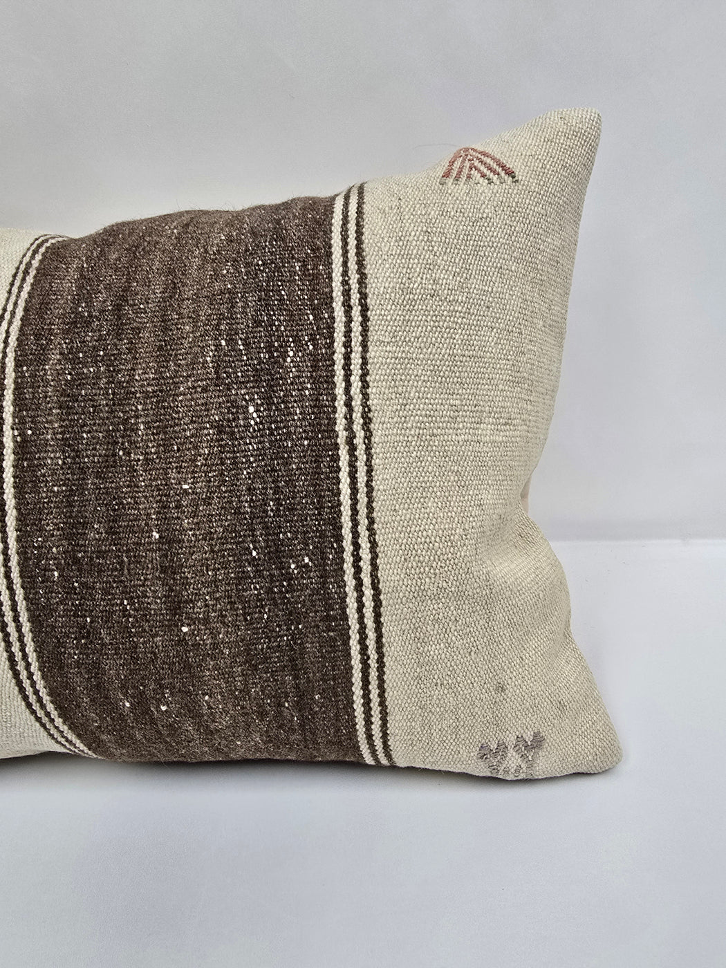 Turkish Hemp Pillow Cushion Natural Cream Brown Pillow Cushion Cover 16" x 24" #9128