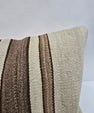 Turkish Lumbar Rug Pillow Cream Brown Taupe Cushion Cover Hemp Pillow 14" x 40" #9438