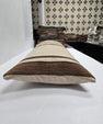 Turkish Lumbar Rug Pillow Cream Brown Taupe Cushion Cover Hemp Pillow 14" x 40" #9438