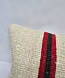 Turkish Lumbar Rug Pillow Cream Red Black Cushion Cover Hemp Pillow 14" x 40" #9437