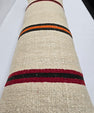 Turkish Lumbar Rug Pillow Cream Red Black Cushion Cover Hemp Pillow 14" x 40" #9437