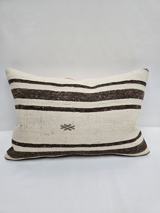 Turkish Hemp Pillow Cushion Natural Cream Brown Pillow Cushion Cover 16" x 24" #9126
