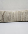 Turkish Lumbar Rug Pillow Cream Brown Cushion Cover Hemp Pillow 14" x 40" #9436