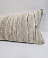 Turkish Lumbar Rug Pillow Cream Brown Cushion Cover Hemp Pillow 14" x 40" #9436